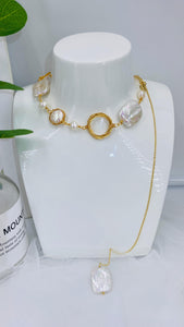 Handmade Baroque Pearls Necklace Bracelet Earring Set, 14K Gold Filled Wire  - NovaHearts Jewelry