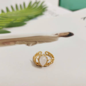 Handmade crown ring, fashion jewelry for women girls, 14K Gold wire with gem., adjustable size