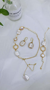 Handmade Baroque Pearls Necklace Bracelet Earring Set, 14K Gold Filled Wire  - NovaHearts Jewelry