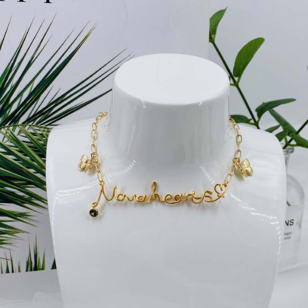 Custom Handmade Name Necklace with Butterfly, 14K Gold Filled Wire  - NovaHearts Jewelry