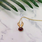 Load image into Gallery viewer, Handmade Rabbit Necklace with Gemstone, 14K Gold Filled Wire, Garnet Necklace  - Novahearts Jewelry
