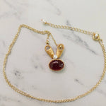 Load image into Gallery viewer, Handmade Rabbit Necklace with Gemstone, 14K Gold Filled Wire, Garnet Necklace  - Novahearts Jewelry
